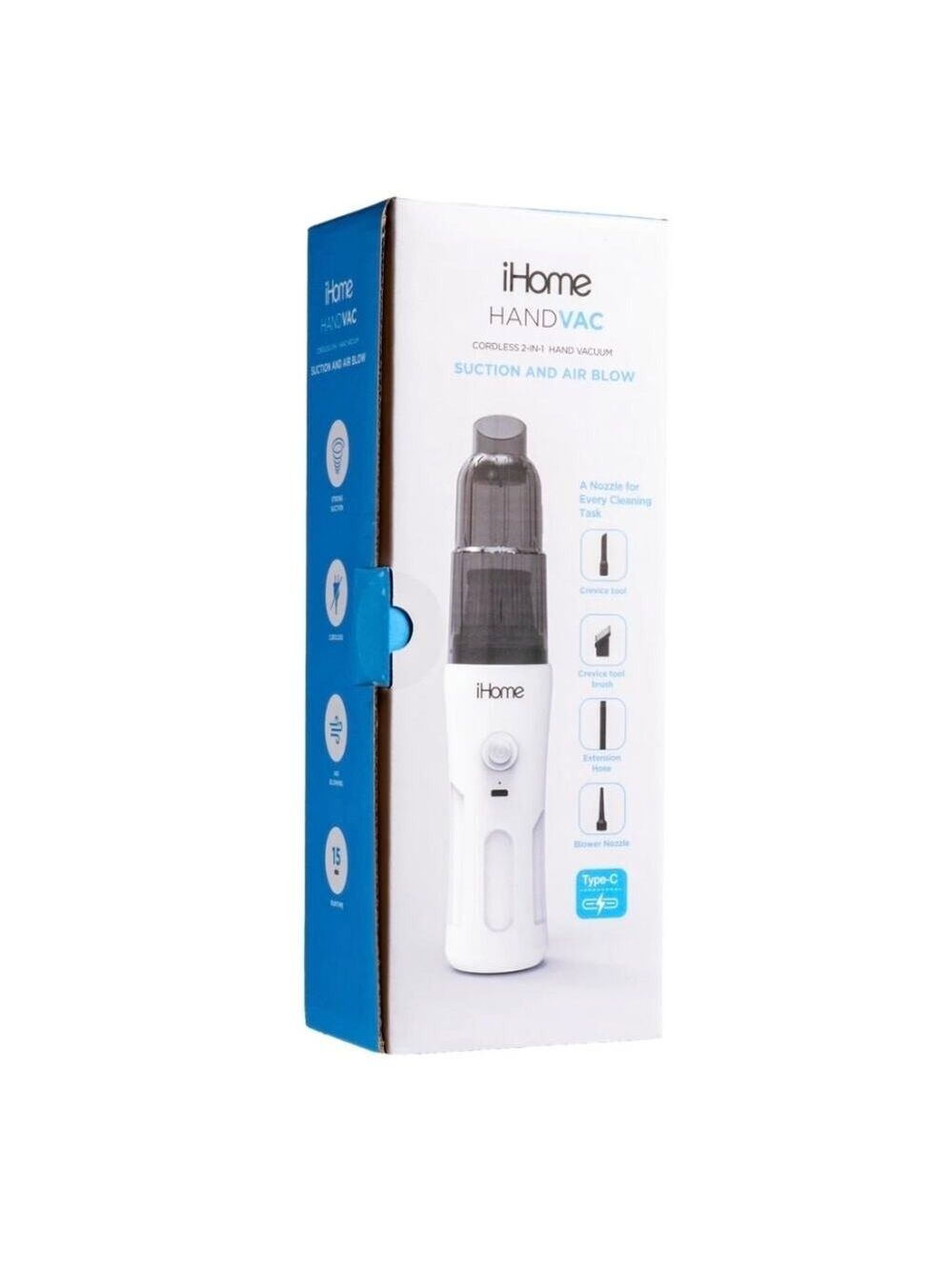 IHOMECORDLESS 2-IN-1 HAND VACUUM SUCTION AIR BLOW ACCESSORY KIT